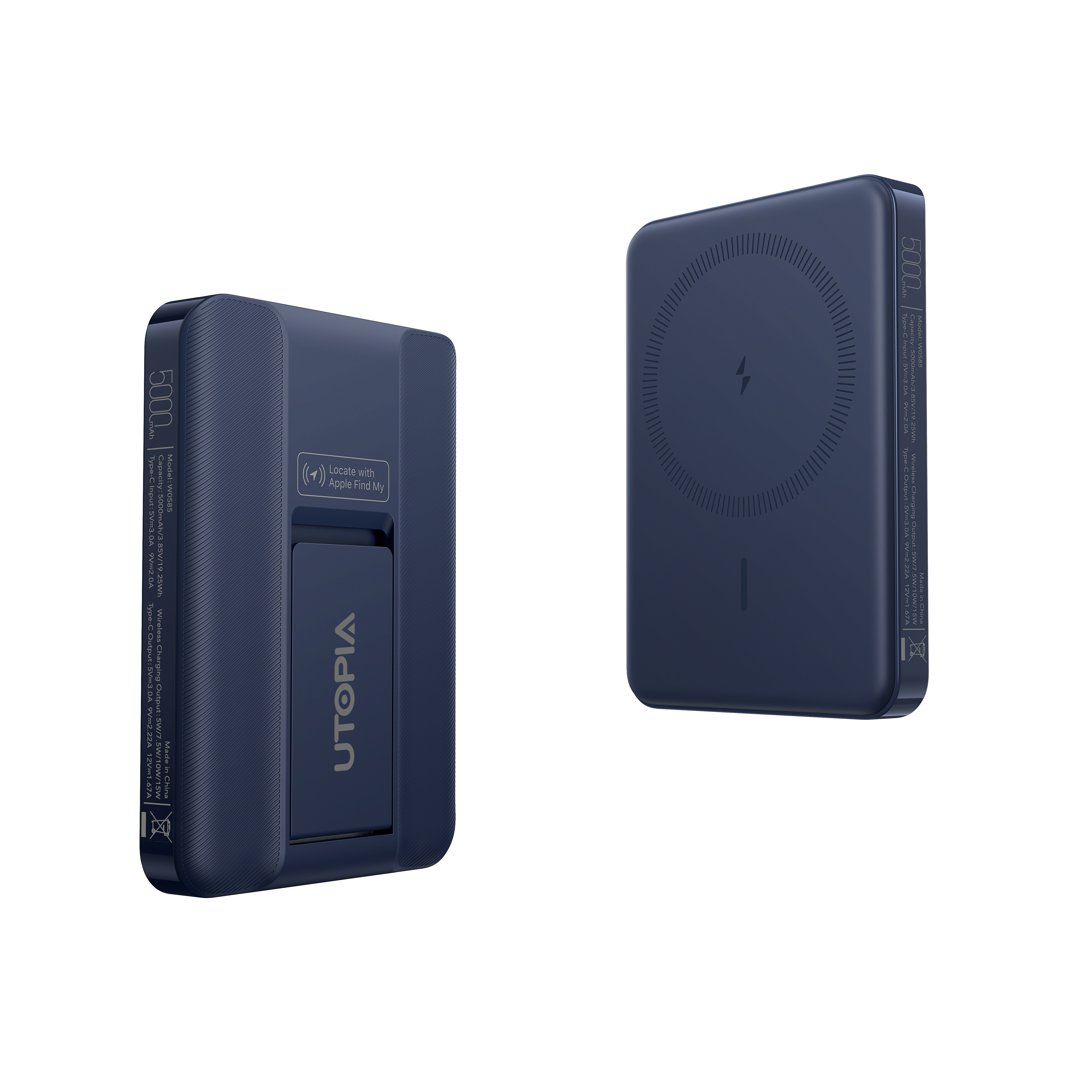 5000mAh Magnetic Wireless Power Bank WalletTrack