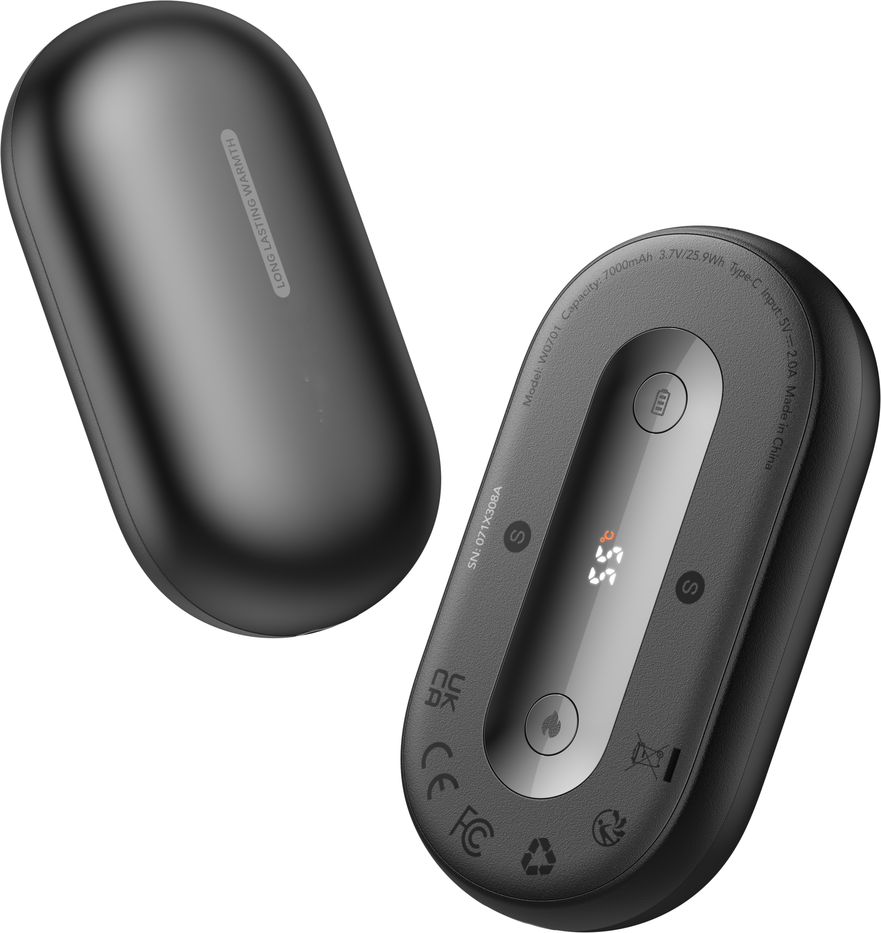 Magnetic Rechargeable Hand Warmer with LED Display 7000mAh*2