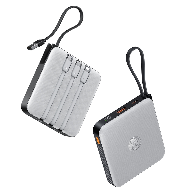 20000mAh Portable Charger with 4 Built-in Cables
