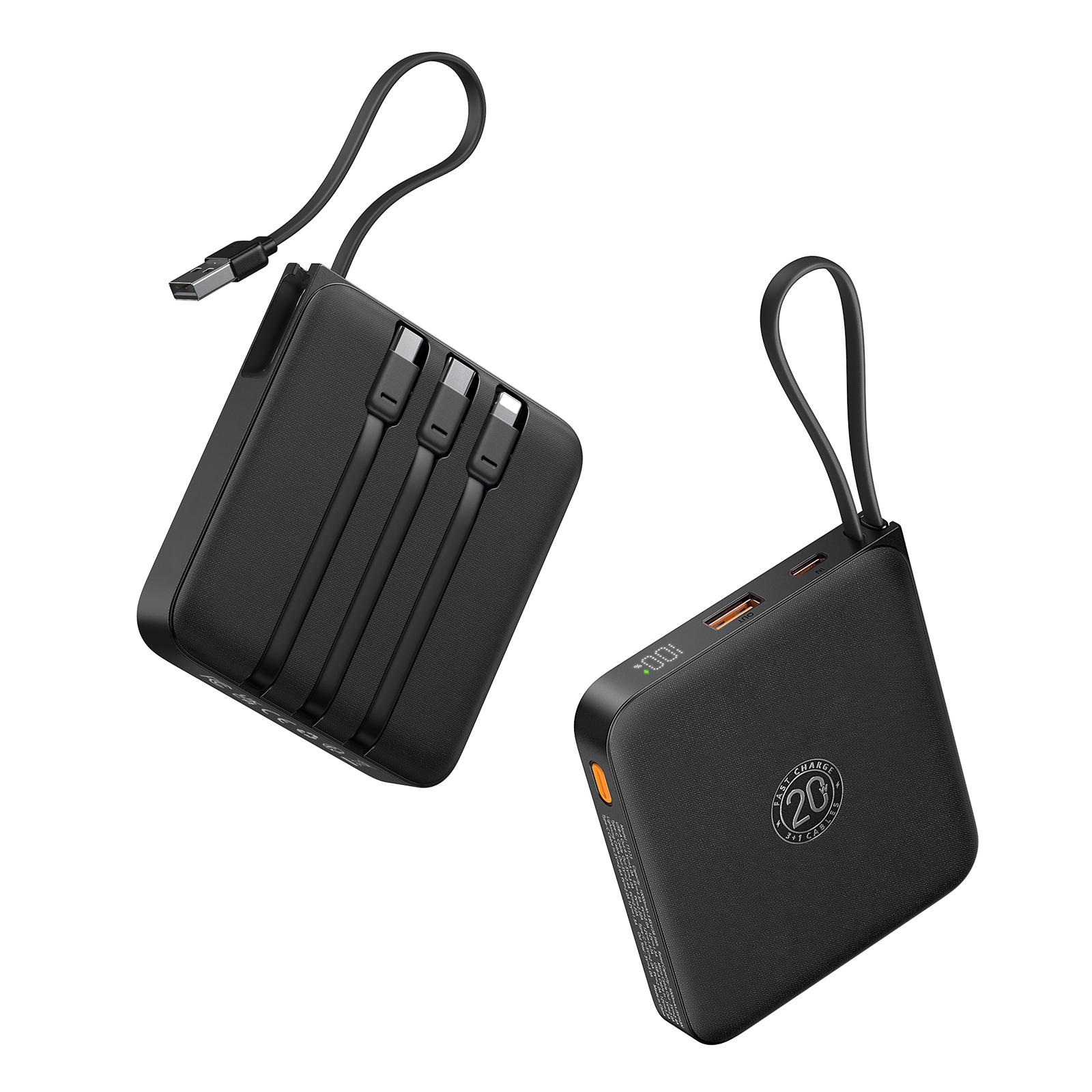 20000mAh Portable Charger with 4 Built-in Cables