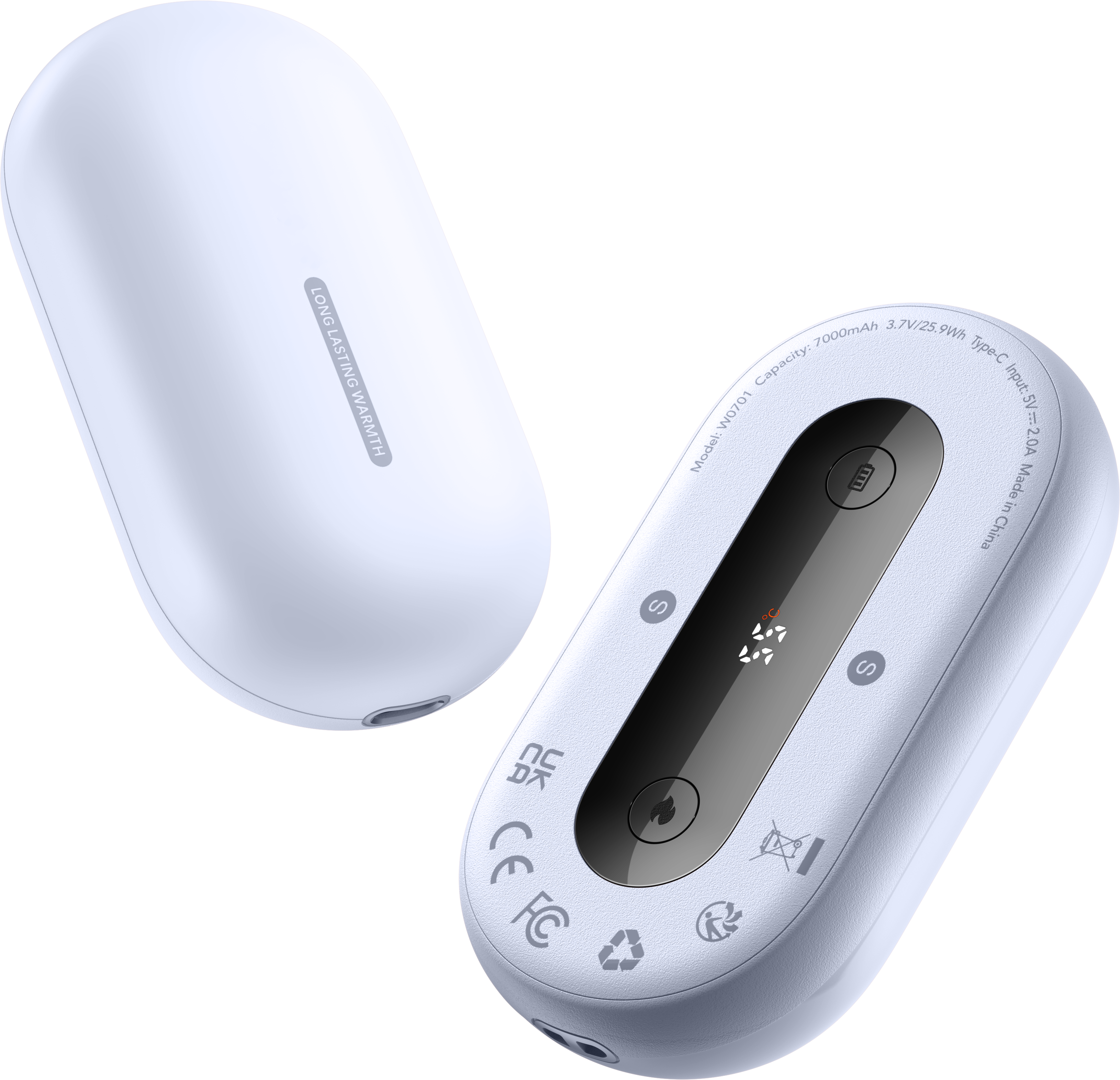 Magnetic Rechargeable Hand Warmer with LED Display 7000mAh*2