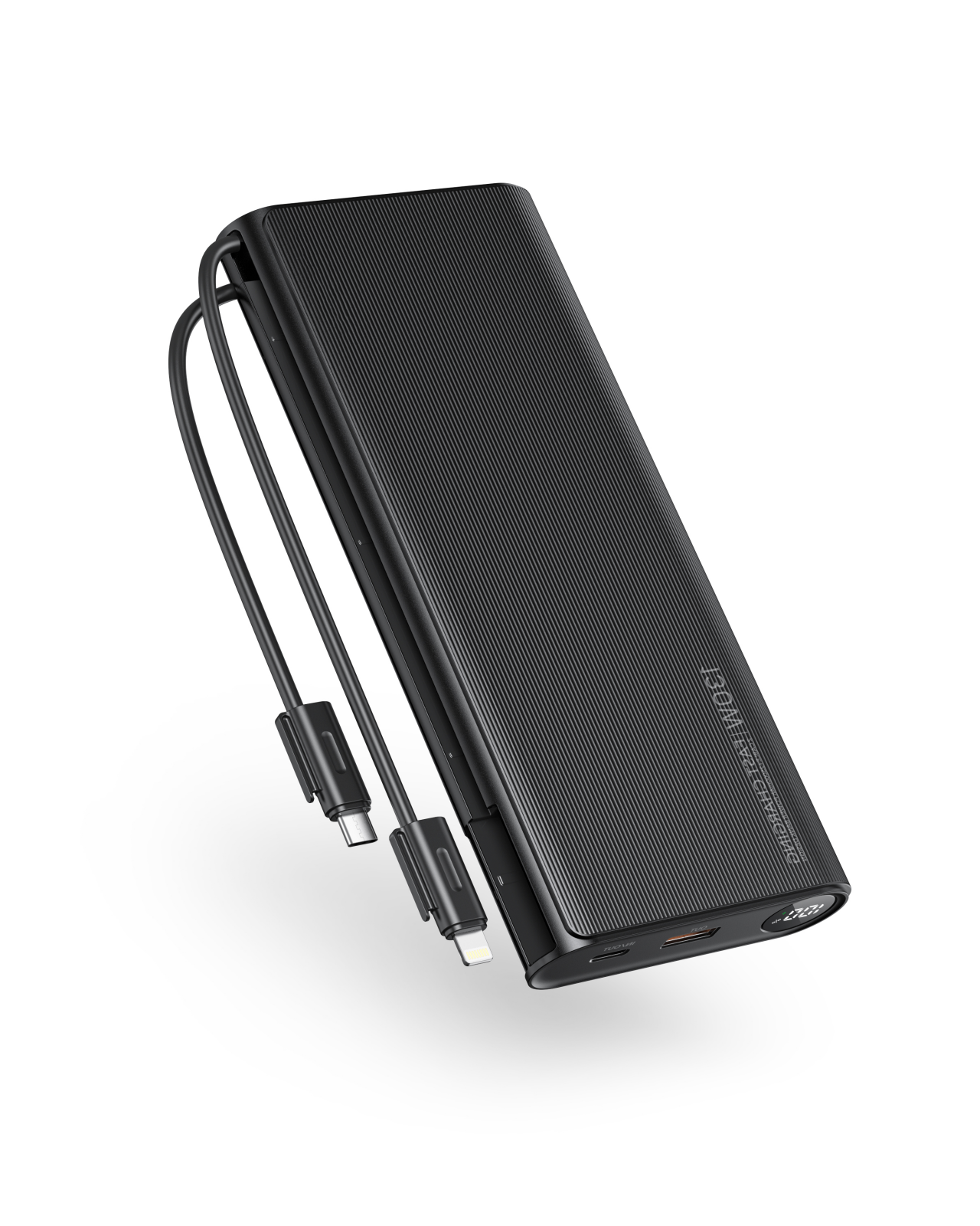 100W High-Power Portable Power Bank with Built-in Cable 25000mAh