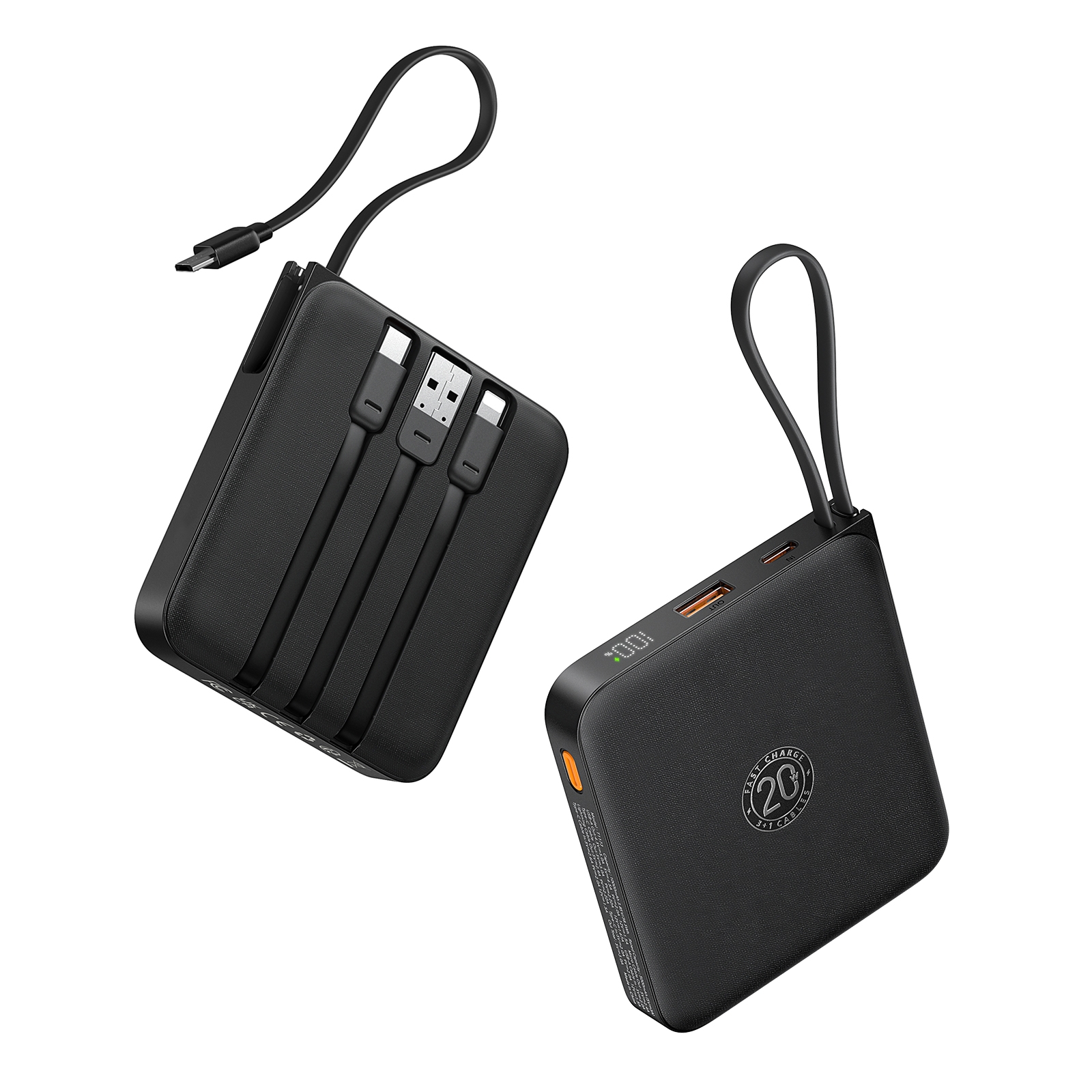 10000mAh Portable Charger with 4 Built-in Cables