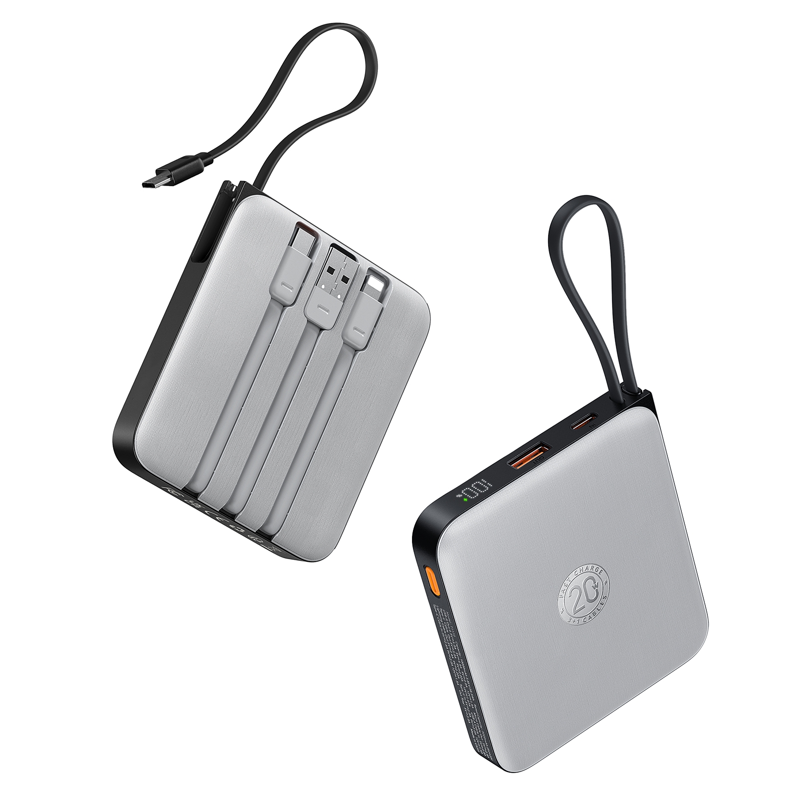 10000mAh Portable Charger with 4 Built-in Cables