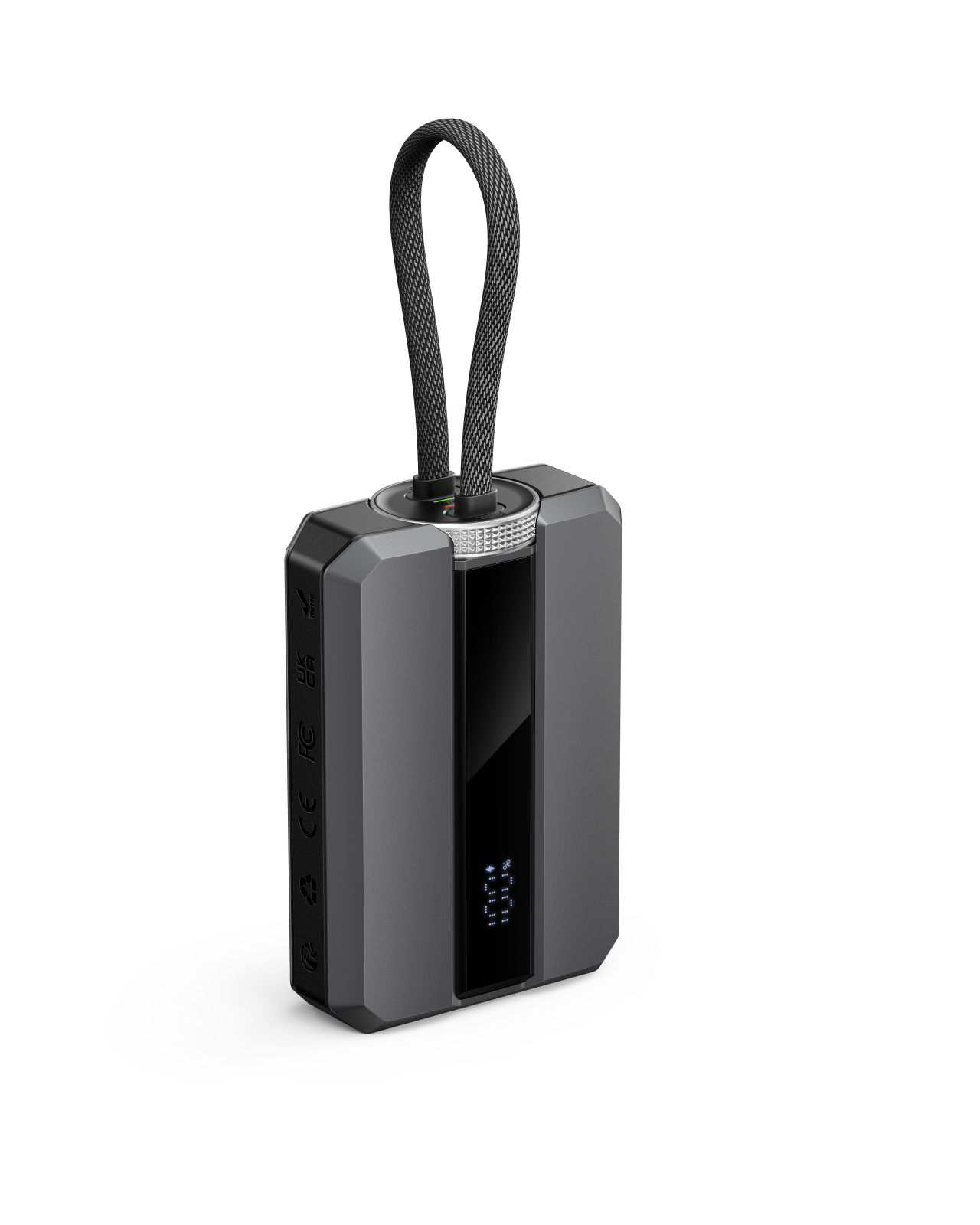 10000mAh Dual-Port Power Bank with Built-in Cables
