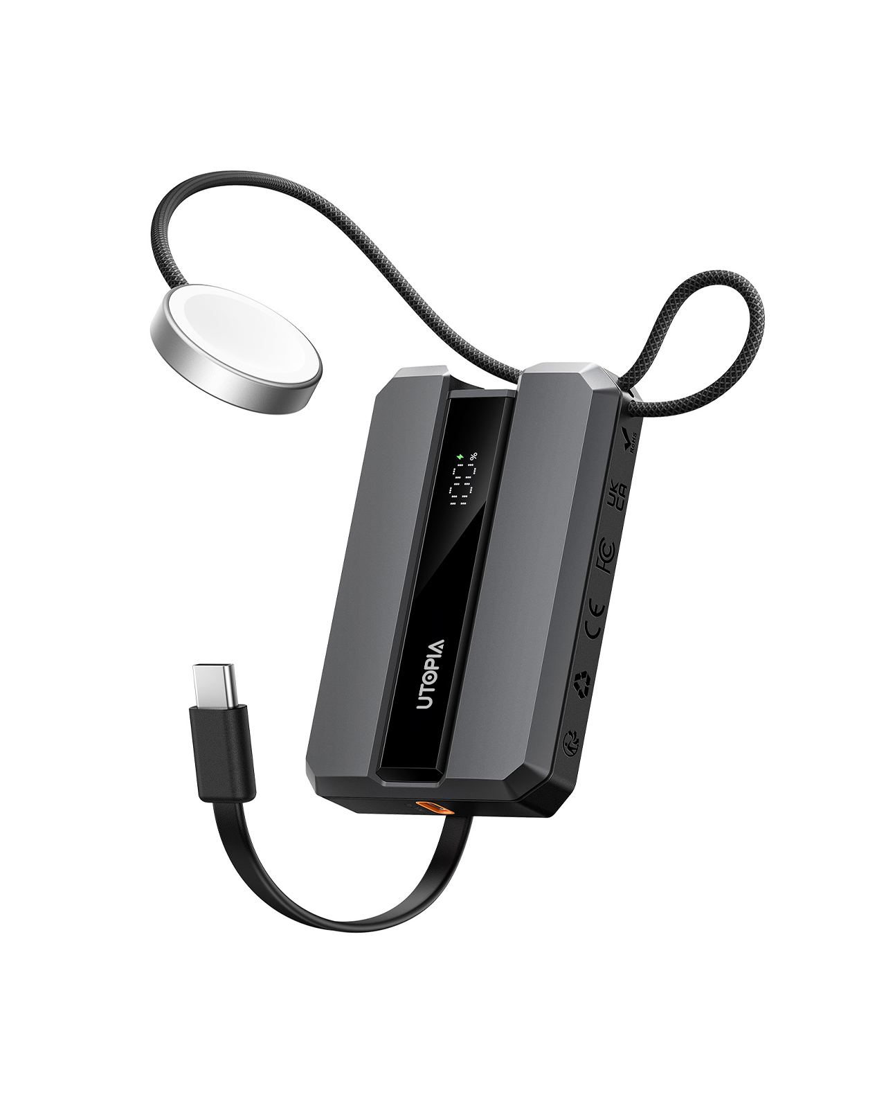 10000mAh 2-in-1 Portable Charger with Built in Cable